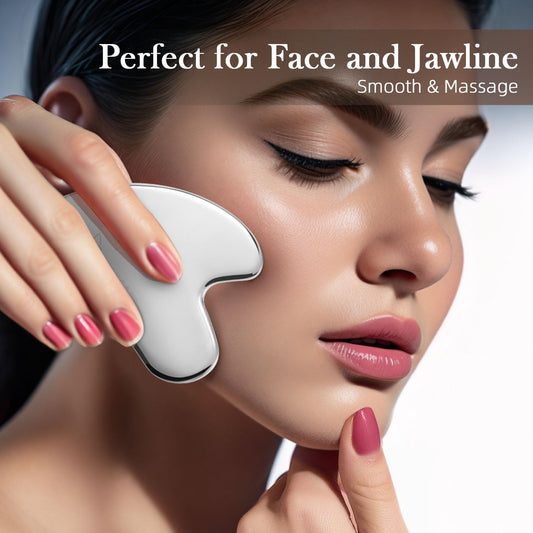 Stainless Steel Gua Sha Facial Tools - Guasha Tool for Face, Face Sculpting Tool, Jawline Shaper, Double Chin Reducer, Body Gua Sha Tools, Lymphatic Drainage Massager, Facial Skin Care